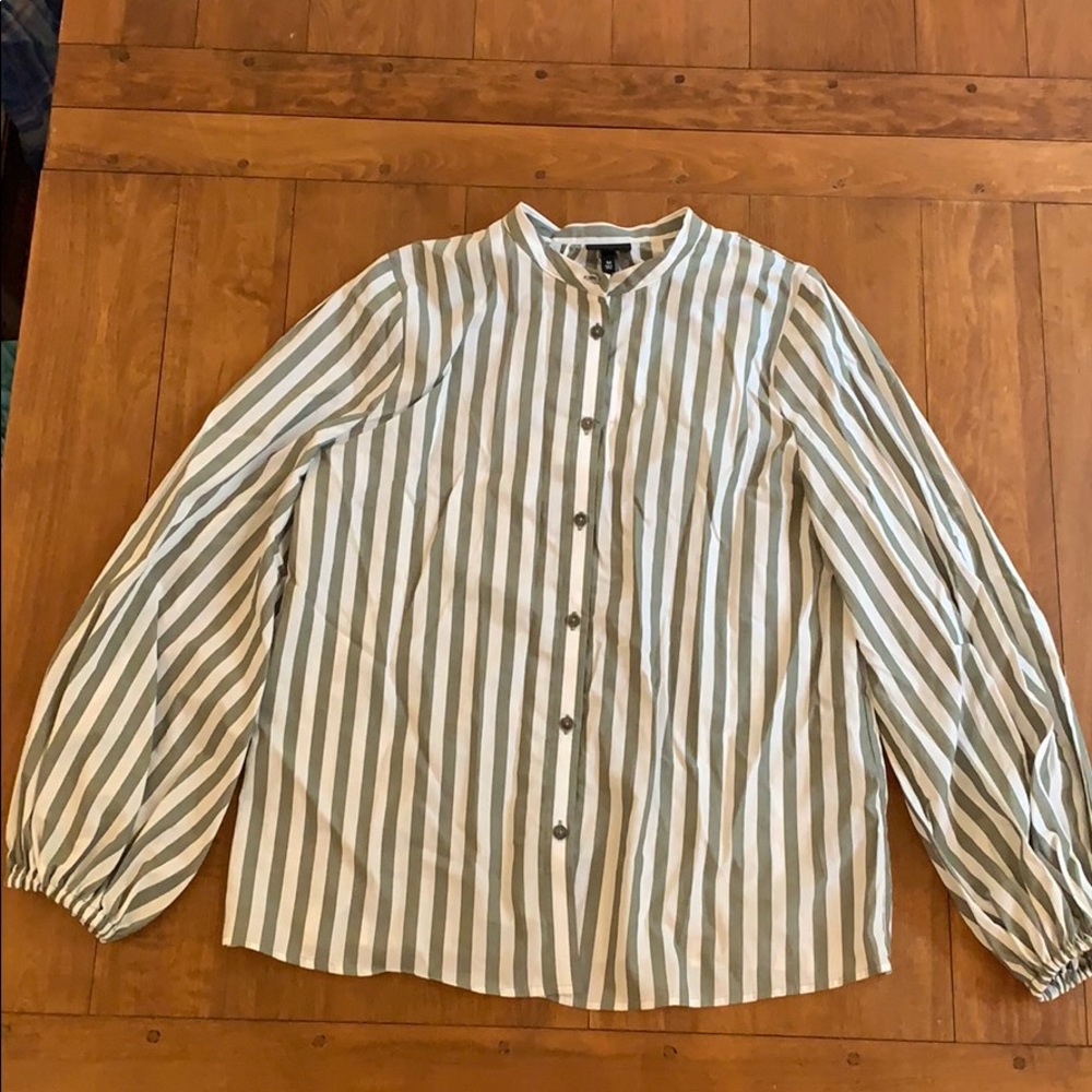 NWT Green Striped Button Down